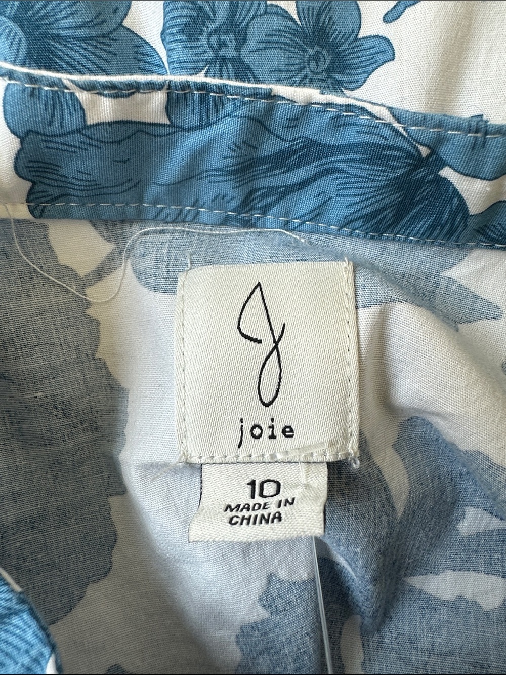 Joie Blue and White Floral Puff Sleeve Button Front Mini Dress - Picture 6 of 6